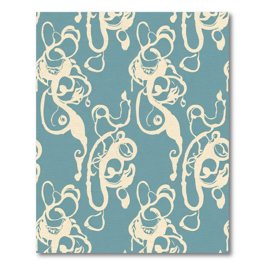 Cream Swirls on Teal Background Rug