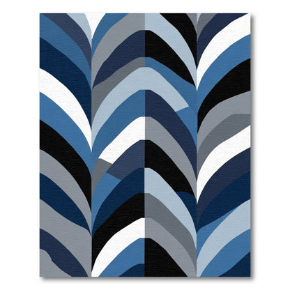 Chic Blue Abstract Chevron Rug