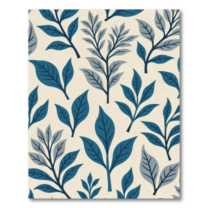 Deep Blue Foliage Contemporary Pattern Rug