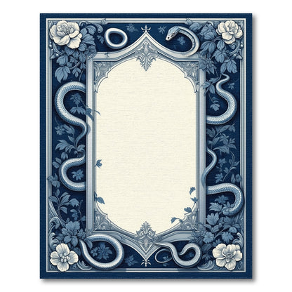 Blue Floral Serpent Vintage Area Rug