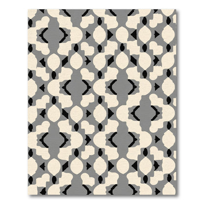 Bold Gray Cream Abstract Geometric Rug