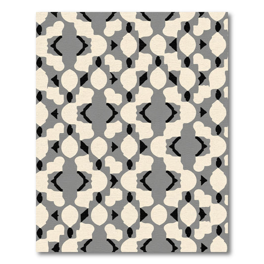 Bold Gray Cream Abstract Geometric Rug