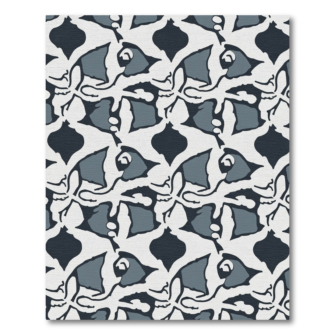 Abstract Dark Blue Floral Garden Rug