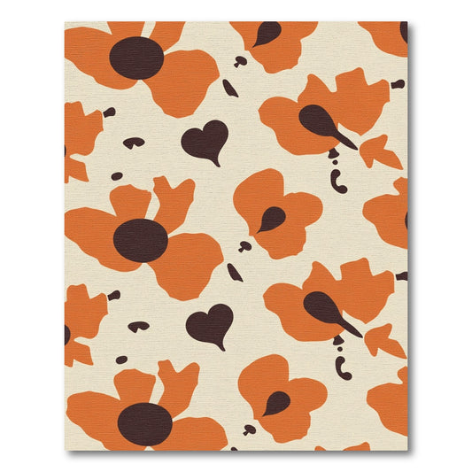 Orange Retro Floral Hearts Rug