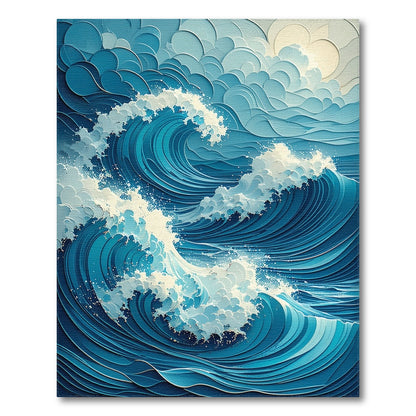 Foamy Layered Blue Waves Rug