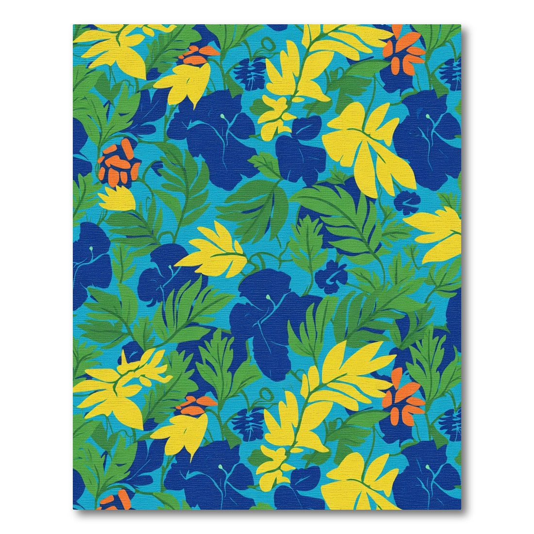 Bold Tropical Floral Leaf Medley Rug