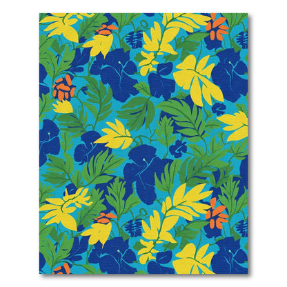 Bold Tropical Floral Leaf Medley Rug