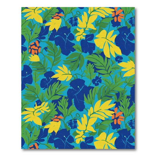 Bold Tropical Floral Leaf Medley Rug