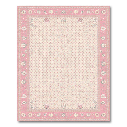 Pink Vintage Floral Area Rug