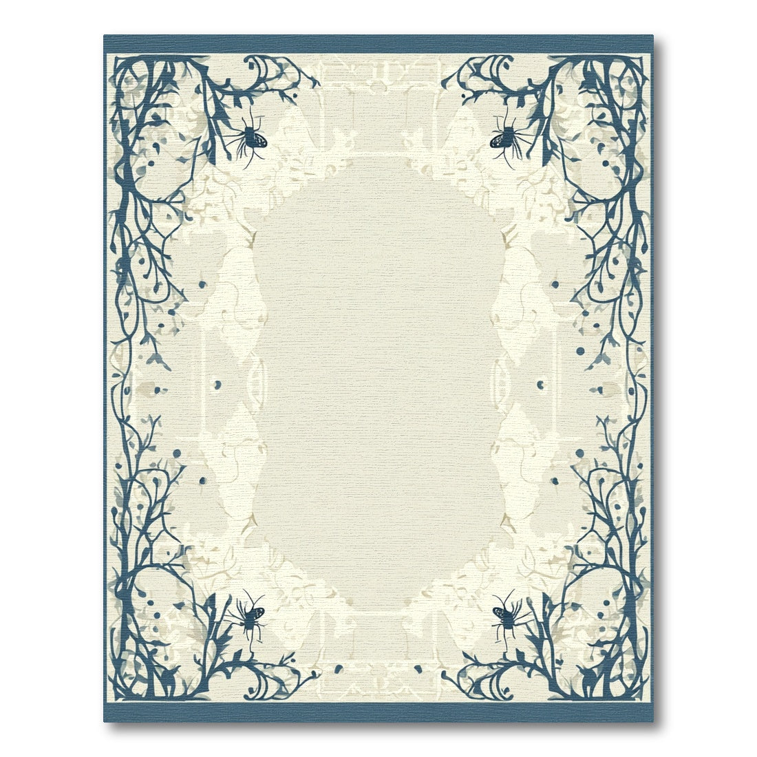 Dark Blue Branch With Spider Border Rug
