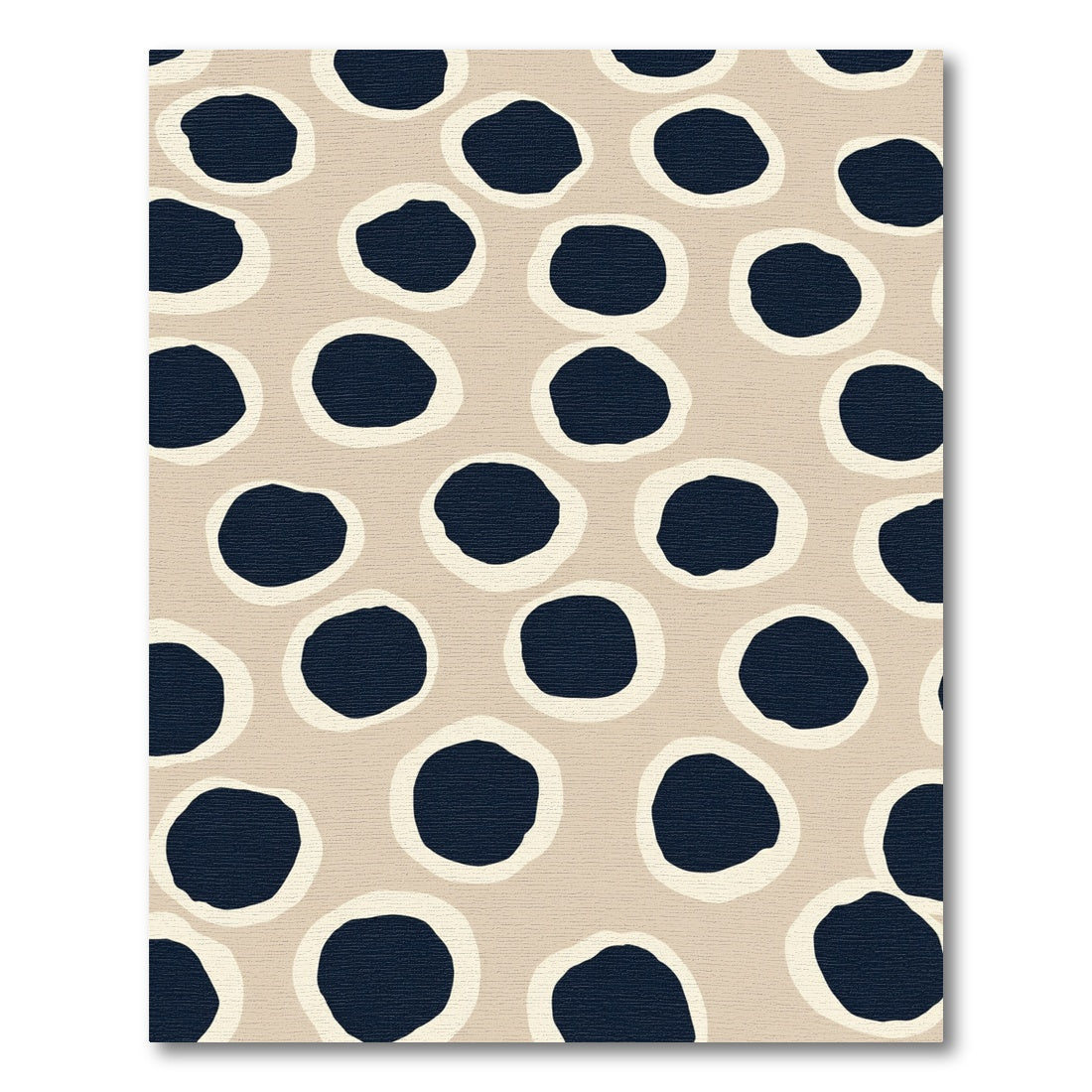 Abstract Nude Navy Polka Dots Rug