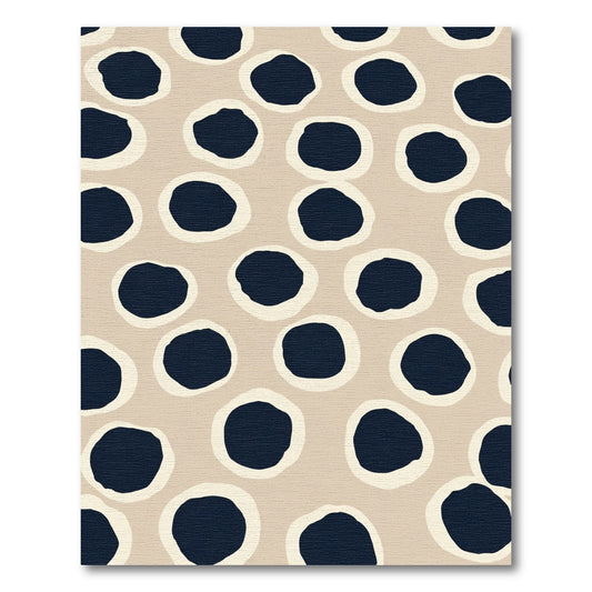 Abstract Nude Navy Polka Dots Rug