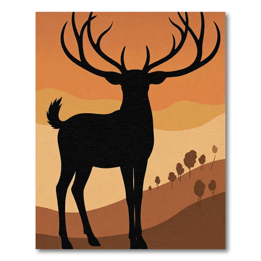 Majestic Black Stag Orange Silhouette Rug