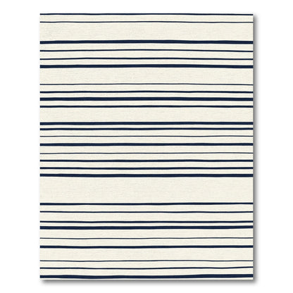 Navy And Cream Horizontal Stripe Rug
