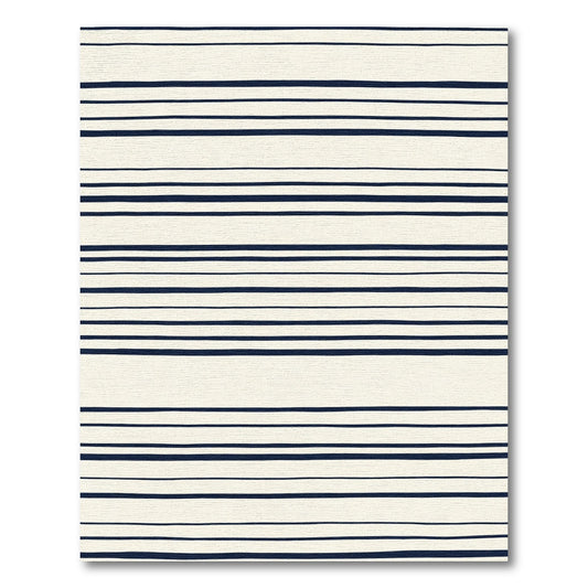 Navy And Cream Horizontal Stripe Rug
