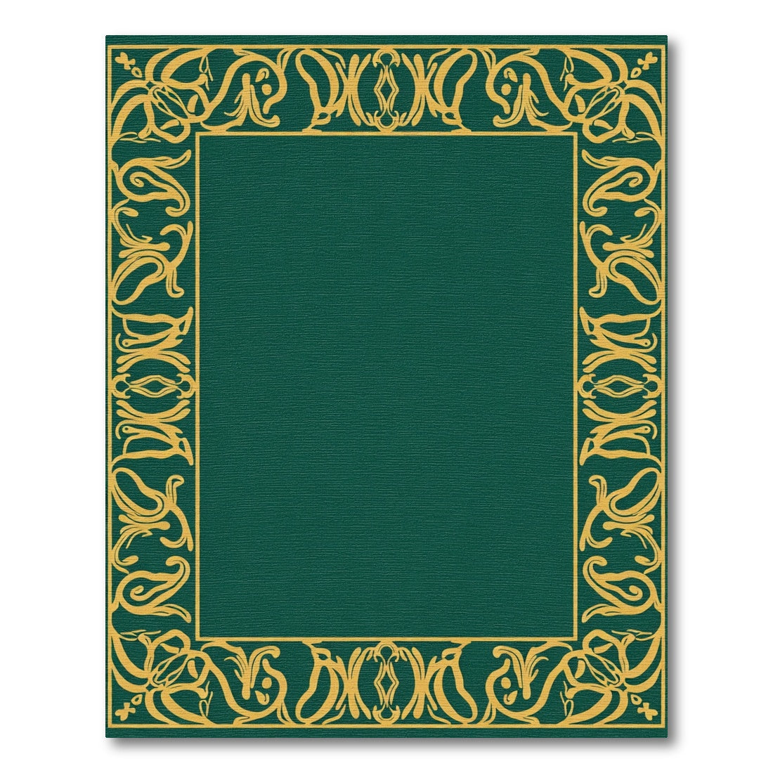 Emerald Gold Art Nouveau Border Rug