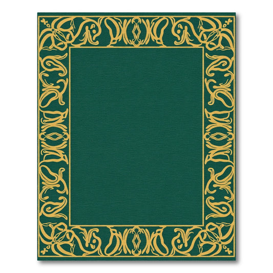 Emerald Gold Art Nouveau Border Rug
