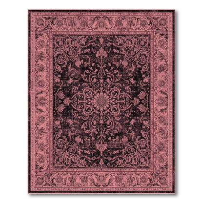 Pink Distressed Vintage Floral Area Rug
