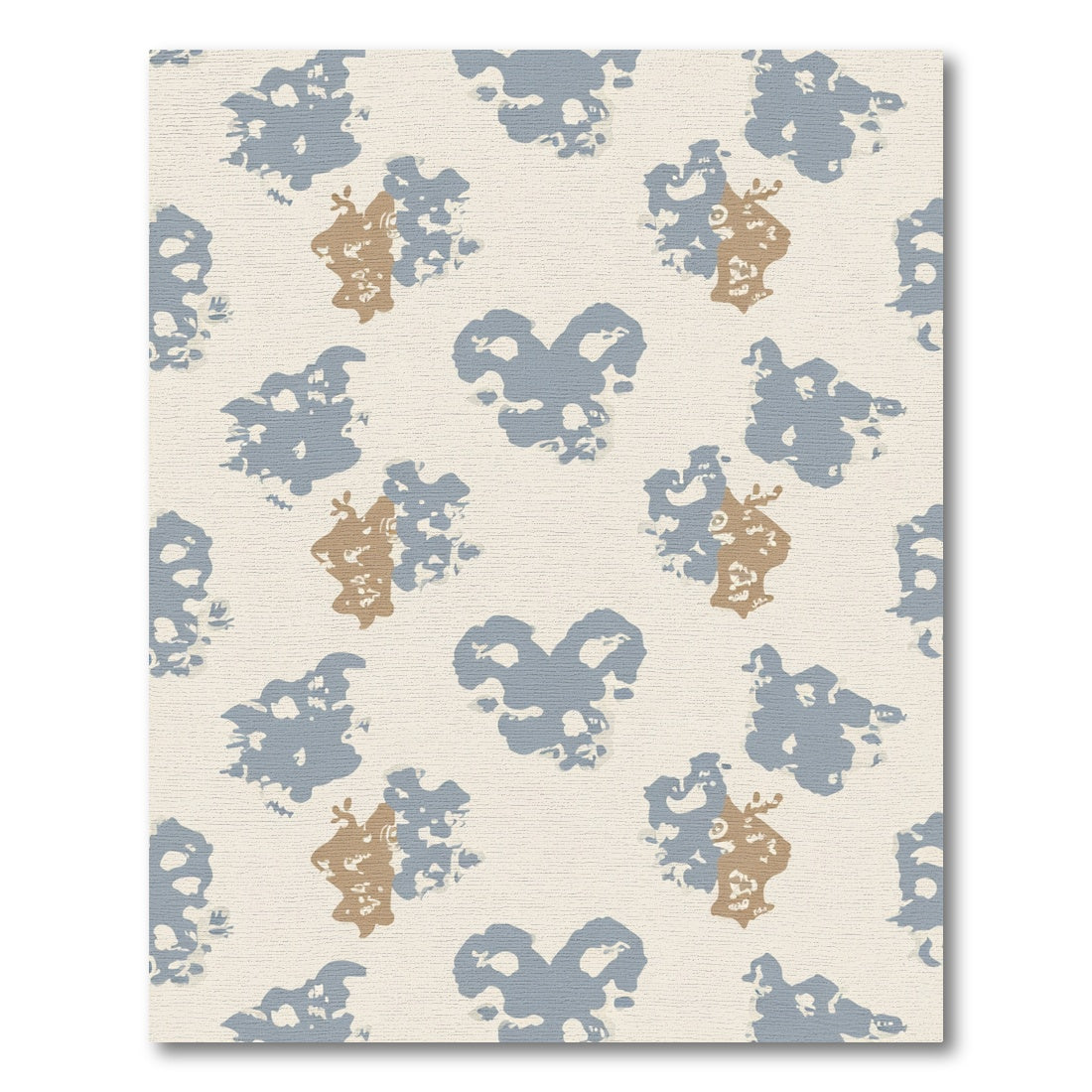 Tan Blue Cloud Heart Composition Rug