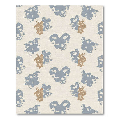 Tan Blue Cloud Heart Composition Rug