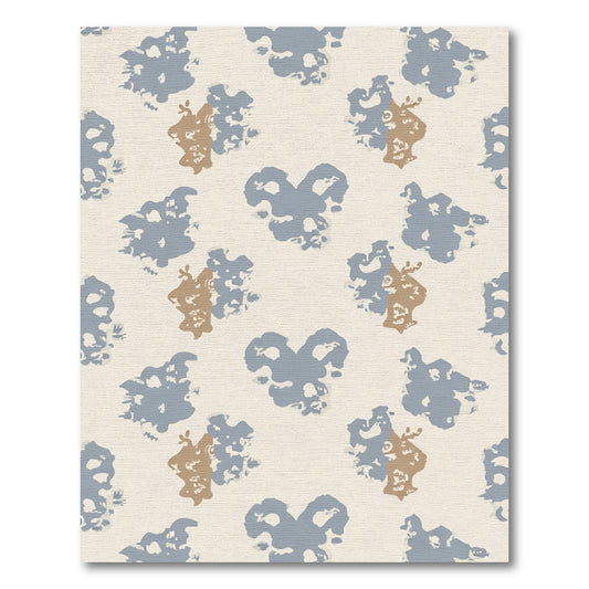 Tan Blue Cloud Heart Composition Rug