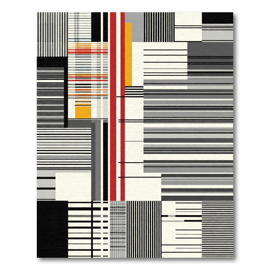 Red Yellow Black White Geometric Collage Rug