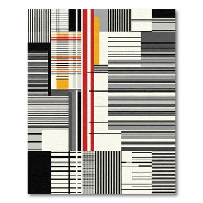 Red Yellow Black White Geometric Collage Rug