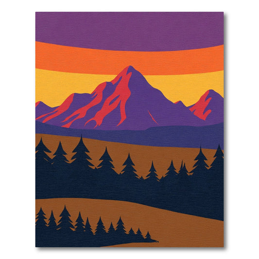 Purple Mountain Sunset Forest Landscape Rug