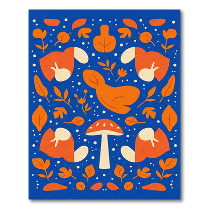 Whimsical Woodland Mushroom Orange Pattern Rug