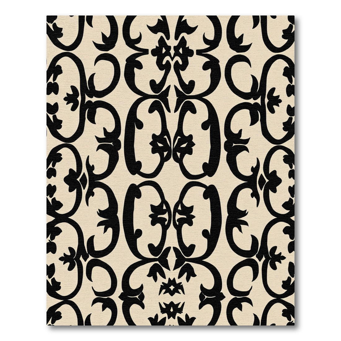 Black Cream Classic Scroll Medallion Rug