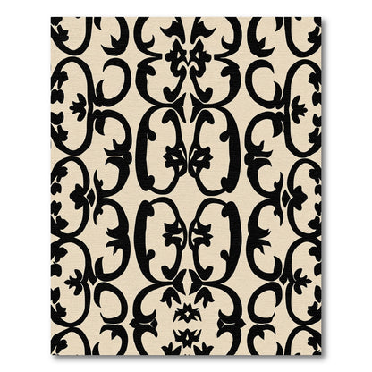 Black Cream Classic Scroll Medallion Rug