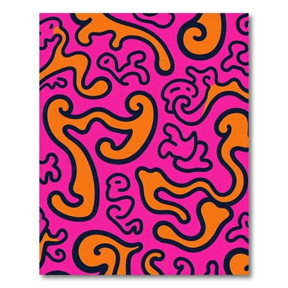 Vibrant Pink Orange Swirl Organic Flow Rug