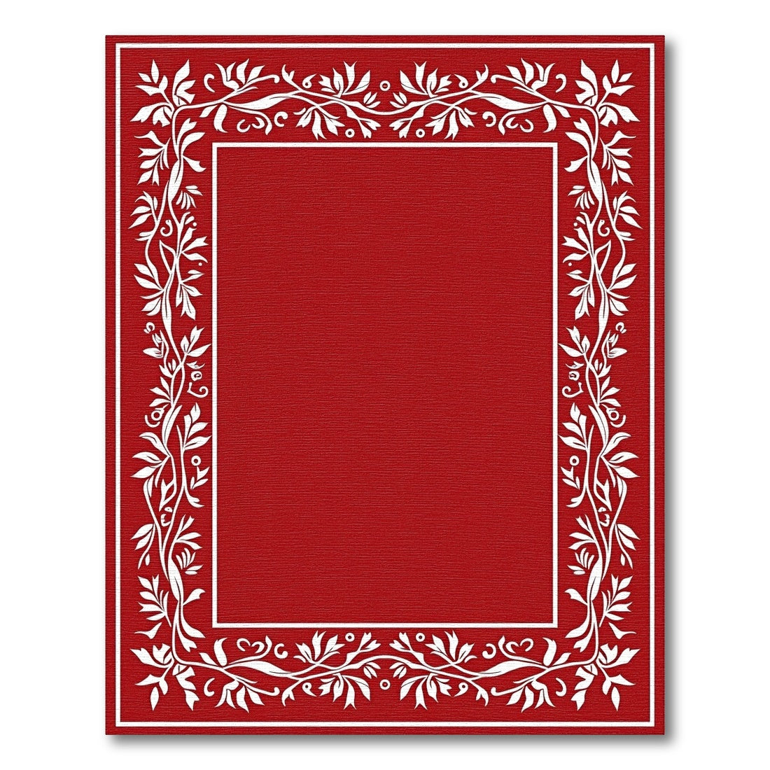 Crimson White Floral Border Rug