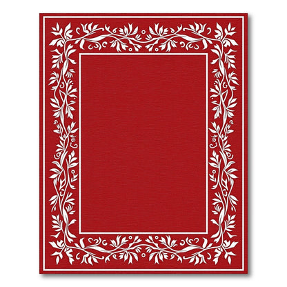 Crimson White Floral Border Rug