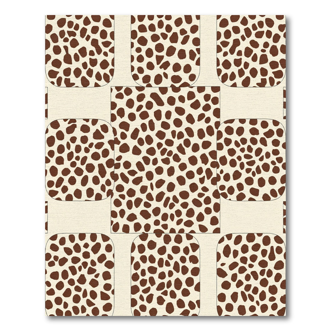 Brown Spots Cream Rounded Squares Rug