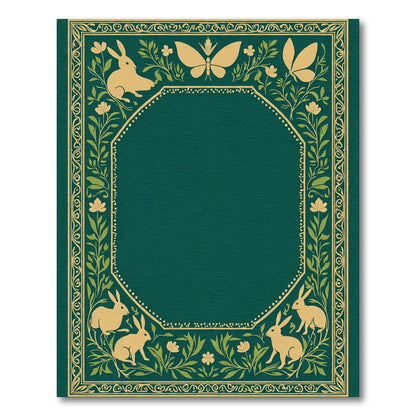 Golden Rabbits and Butterflies Border Rug