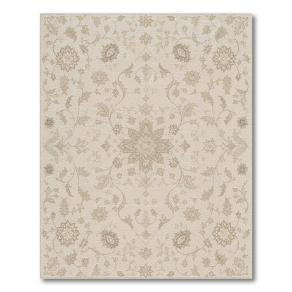 Beige and Neutral Beige Floral Medallion Area Rug