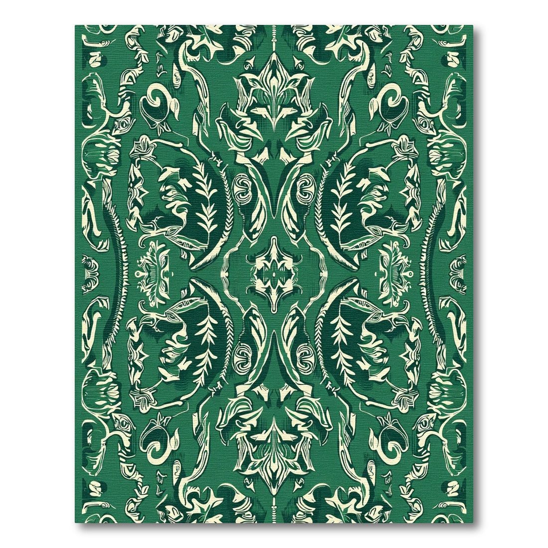 Rich Emerald Green Floral Medallion Rug