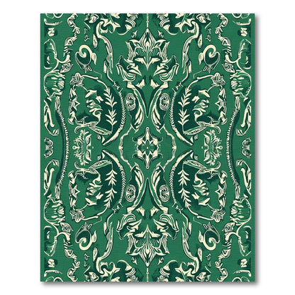 Rich Emerald Green Floral Medallion Rug