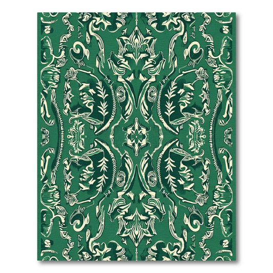 Rich Emerald Green Floral Medallion Rug