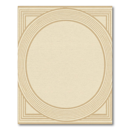 Cream Geometric Concentric Arc Rug