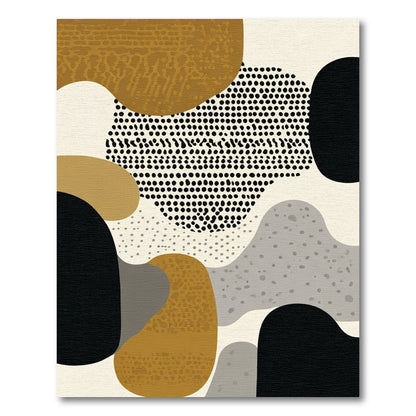 Modern Ochre Black Abstract Organic Rug