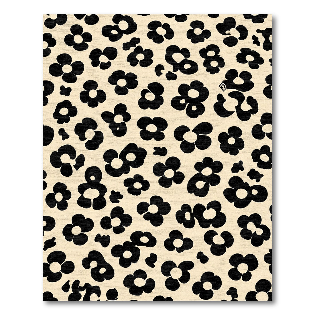 Chic Black Floral Cream Background Rug