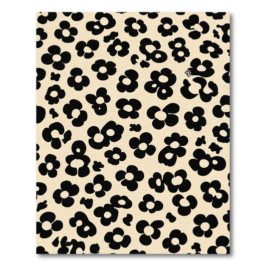 Chic Black Floral Cream Background Rug