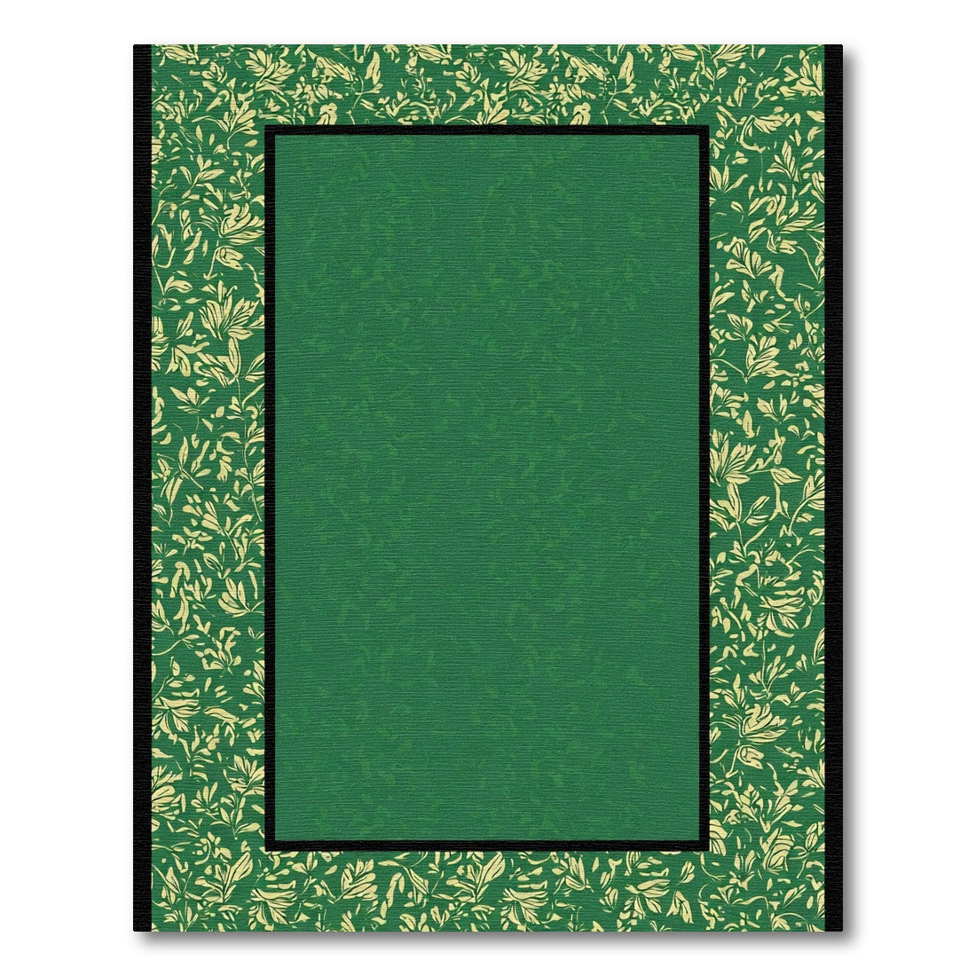 Emerald Green Botanical Border Rug