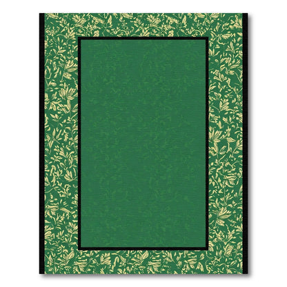 Emerald Green Botanical Border Rug