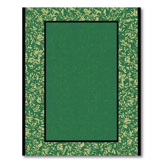 Emerald Green Botanical Border Rug