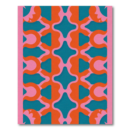 Groovy Retro Pink Teal Orange Waves Rug