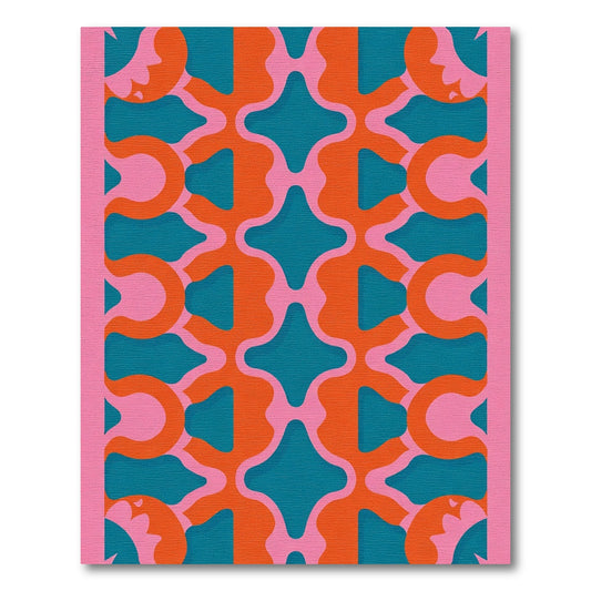 Groovy Retro Pink Teal Orange Waves Rug