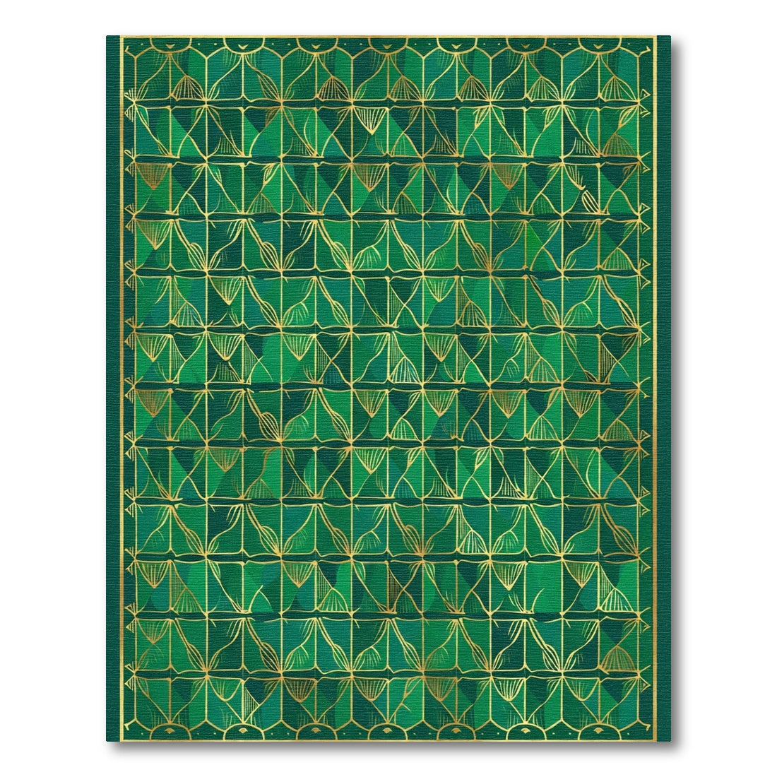 Emerald Green Geometric Fan Rug